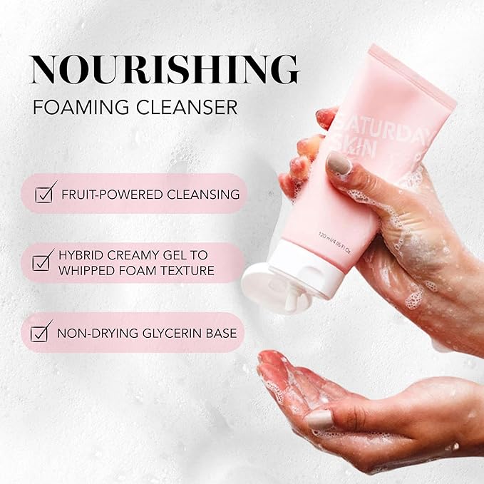 Saturday Skin Face Cleanser Hydrating Foam Cleanser Natural ingredients Anti-aging | Makeup Remover and Face Wash | Fragrance Free Ideal for Sensitive, Dry Skin Korean Skincare-FemmiqueWomen