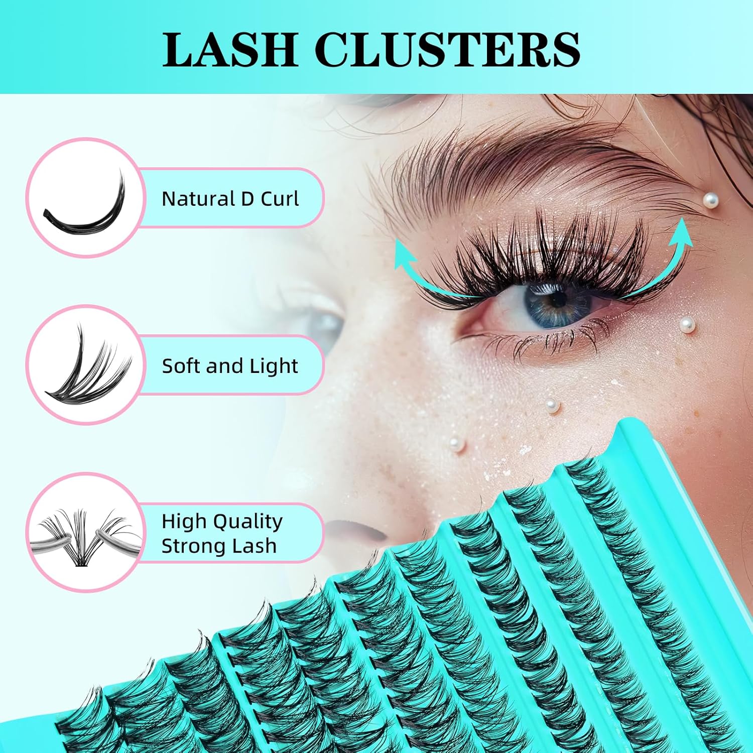 Lash Clusters Kit 200PCS 40D Eyelash Extension Kit D Curl Wispy Eyelash Clusters DIY Natural Individual Lashes Kits Lashes Extensions Kit with Lash Bond and Remover Eyelash Tweezer at Home-FemmiqueWomen