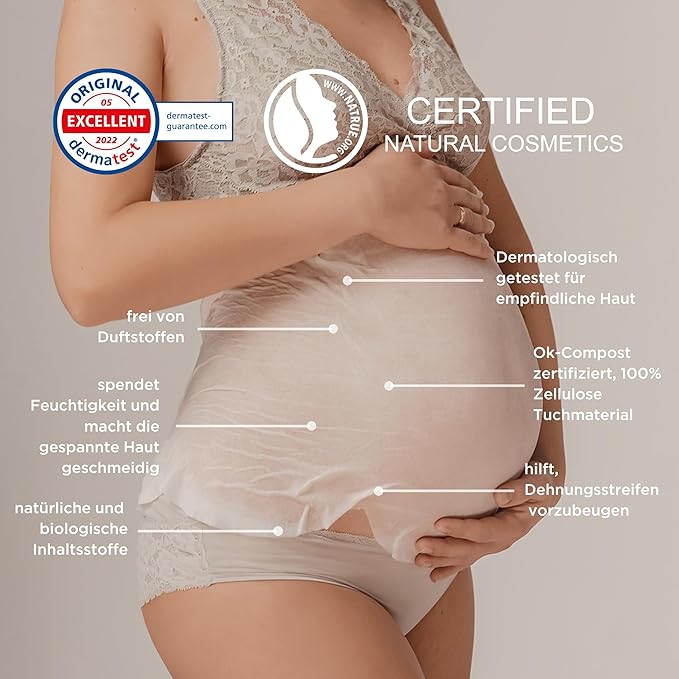 3 x Feuchtigkeitsspendende Bauchtuchmaske - hilft gegen Dehnungsstreifen - wirkungsvolle Mischung aus natürlichen und biologischen Pflanzenstoffen-FemmiqueWomen