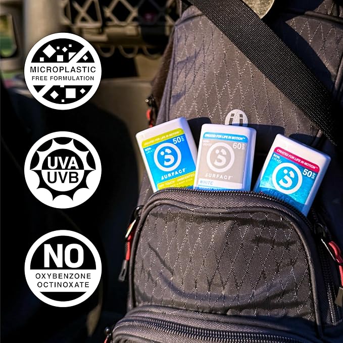 Surface Mineral Face Sunscreen Stick, Dry Touch SPF 50, Broad Spectrum UVA UVB Sun Protection for Kids and Adults, Travel Friendly, Water Resistant for 80 Minutes, Tropical Scent, 0.5oz-FemmiqueWomen