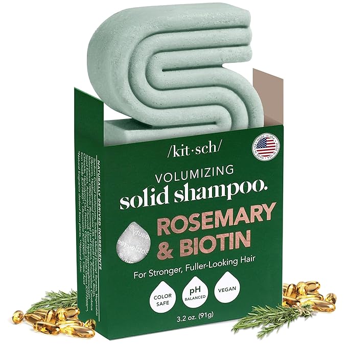 Kitsch Rosemary & Biotin Shampoo Bar - For Hair Growth, Strengthening, Thickening & Volumizing Shampoo for Women and Men - Free of Parabens, Sulfates & Silicones - Made in USA - 3.2 oz-FemmiqueWomen