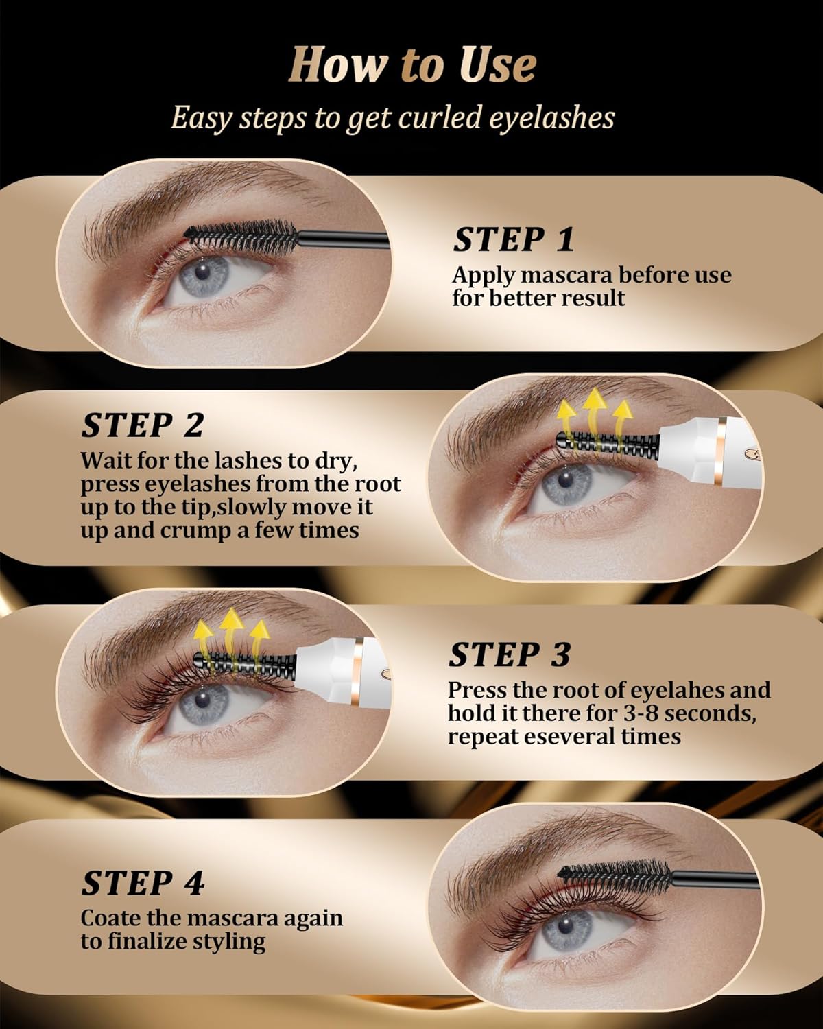 Heated Eyelash Curlers - Eye Lash Curler Heat with Eyelash Comb - Electric Eyelash Curler - Rizador De Pestañasey LED Display 3 Temp Settings USB Charge Natural Curling 24H for Women Makeup Tool Gifts-FemmiqueWomen