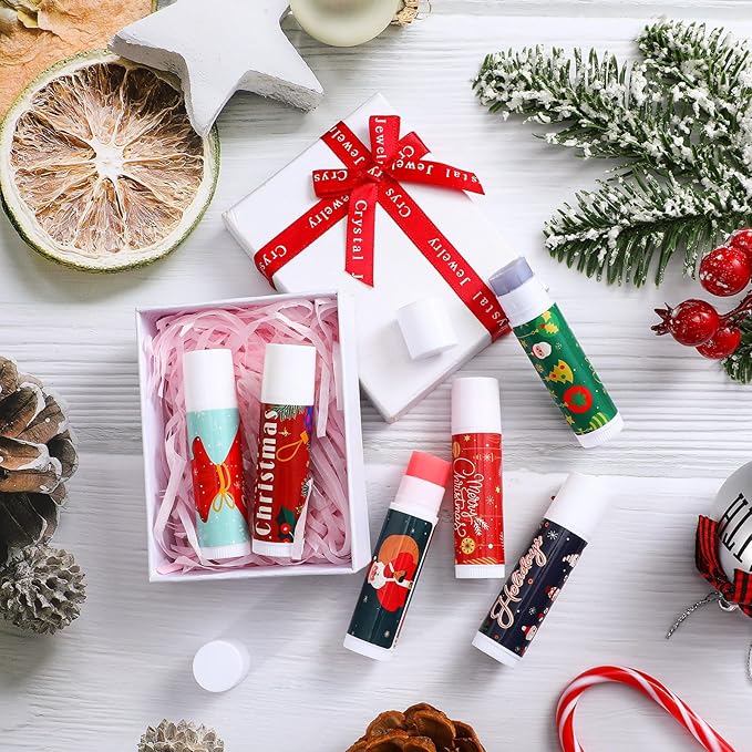 36 Pcs Lip Balm Bulk Easter Basket Stuffers Christmas Gifts for Kids Holiday Lip Balm Moisturizing Stick Lip Care Multipack Flavored Lip Balm for Party Supplies in 6 Flavors (Santa Claus)-FemmiqueWomen