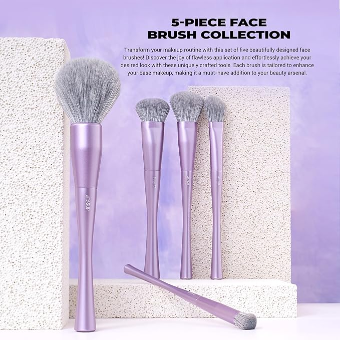 Jessup Makeup Brushes Set Professional 14pcs Vegan Make Up Brushes, Foundation Eyeshadow Concealer Contour Powder Blush Blending Eyeliner Brush, Premium Synthetic Fiber, Luxury Purple T512-FemmiqueWomen