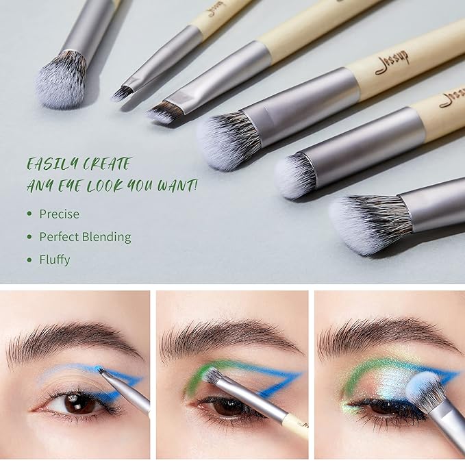 Jessup Vegan Makeup Brushes Set Premium Synthetic Powder Foundation Highlight Concealer Eyeshadow Blending Eyebrow Liner Spoolie Brush Set Burlywood 12pcs T327-FemmiqueWomen