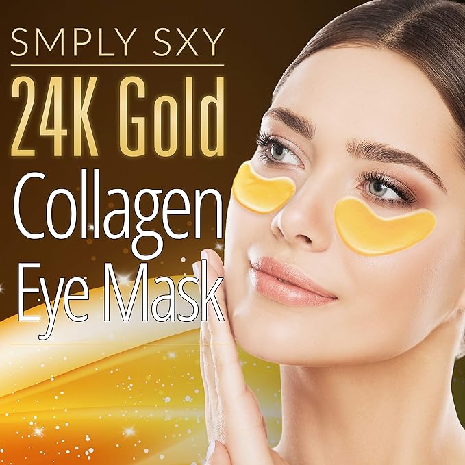 24k Gold Collagen Eye Mask: Hydrogel Under Eye Patches with Collagen & Hyaluronic Acid - Hydrating Under Eye Mask for Dark Circles, Puffy Eyes, & Under Eye Bags - Cooling Gel Treatment Pads - 15 Pairs-FemmiqueWomen