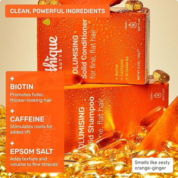 Ethique Volumizing Shampoo Bar with Biotin for thin, fine hair - Plastic-Free, Vegan, Cruelty-Free, 3.88 oz - Formerly Sweet & Spicy - Formerly Sweet & Spicy-FemmiqueWomen