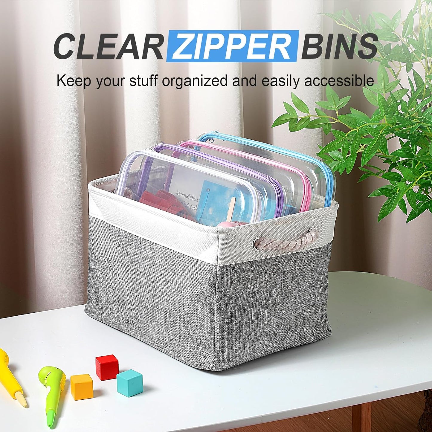 Hoolerry 4 Pcs Hard Clear Zipper Case Makeup Bags Plastic Pencil Pouch Transparent Storage Box Containers for Cosmetics, Snacks, Building Blocks, Puzzles(Multicolor,13.8 x 11.8 x 2 in)-FemmiqueWomen