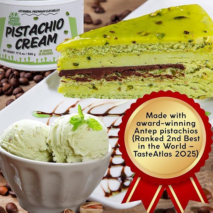 Istanbul Premium Pistachio Cream, Pistachios for Dubai Chocolate Bar, Cream for Dessert, Kataifi & Knafeh, Crema de Pistacho, Non-GMO,1.1 LB (500gr)-FemmiqueWomen