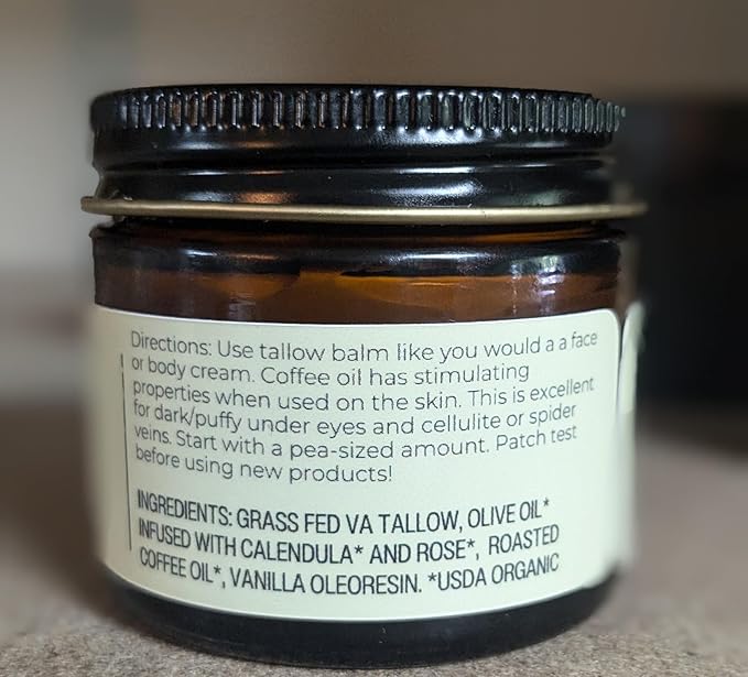 Handmade Whipped Tallow Balm (Coffee Vanilla) - Organic Body Butter with Infused Olive Oil - 1.3 oz …-FemmiqueWomen