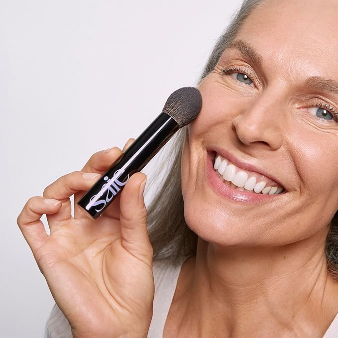 Saie The Fluffy Brush - Soft, Multi-Use Pressed + Loose Powder Brush - Fluffy Makeup Brush with Tapered Tip for Precise Application - Vegan, Cruelty-Free (1 Count)-FemmiqueWomen