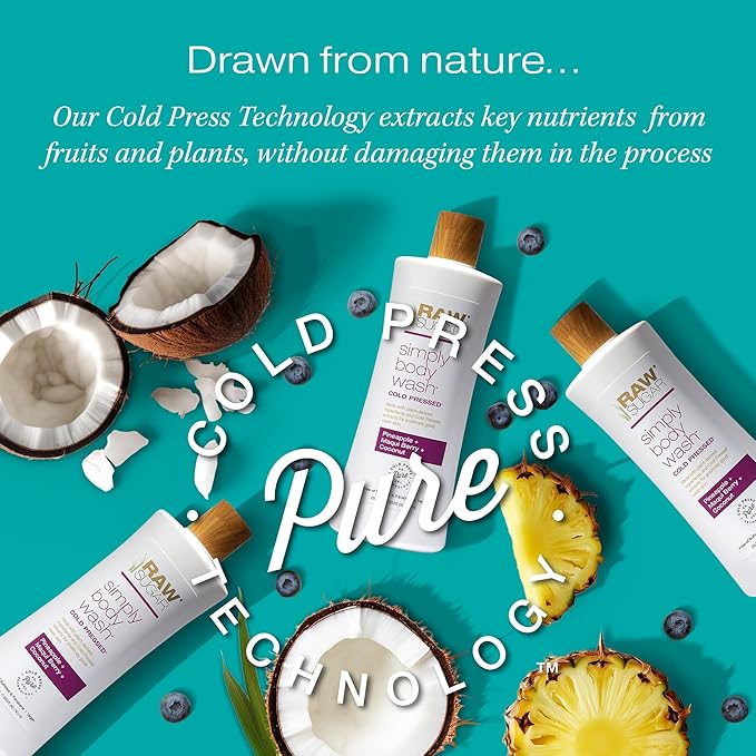 RAW SUGAR Simply Body Wash, (25 Fl Oz, Pack of 1) Bath Soap, Formulated without Sulfates & Parabens (Pineapple + Maqui Berry + Coconut)-FemmiqueWomen