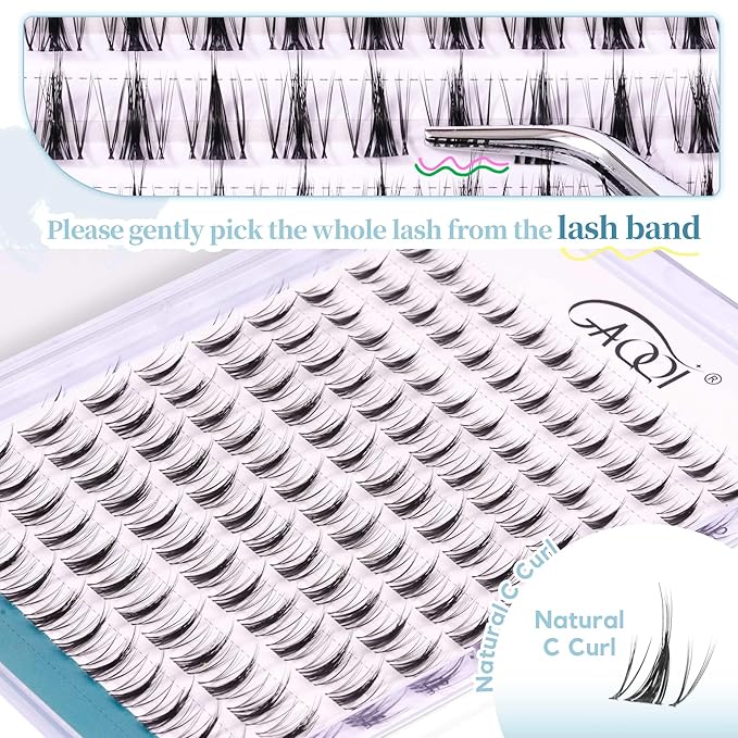 GAQQI Lash Clusters Manga Eyelash Clusters 10-14mm Wet Look Spiky Cluster Lashes 120PCS, Cluster Eyelash Extensions C Curl, Invisible Band Ultra-thin & Soft Clear Band False Lashes (HEROINE)-FemmiqueWomen