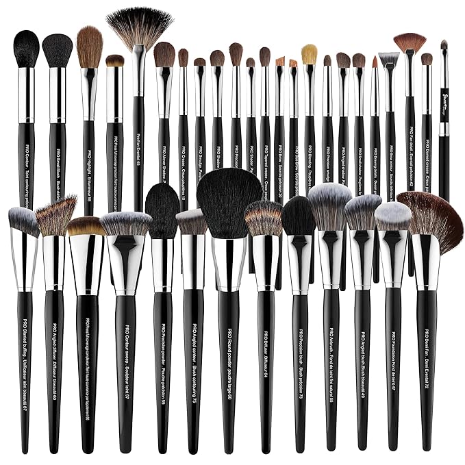 Bueart Design 36Pcs PRO Grade Natural Goat Hair Pony Bristles Makeup Brushes Set with Super Holder Professional-Grade Precision & Luxury Brush for beauty enthusiasts&professionals Makeup Artist-FemmiqueWomen