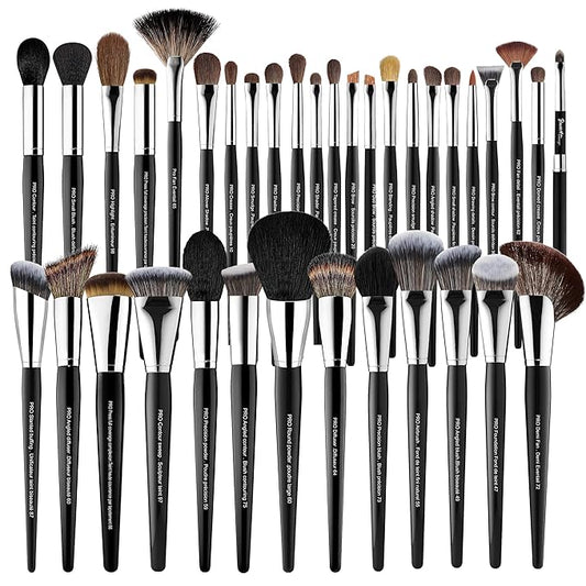 Bueart Design 36Pcs PRO Grade Natural Goat Hair Pony Bristles Makeup Brushes Set with Super Holder Professional-Grade Precision & Luxury Brush for beauty enthusiasts&professionals Makeup Artist-FemmiqueWomen