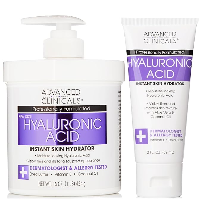 Advanced Clinicals Hyaluronic Acid Moisturizer Body Cream W/Vitamin E | Hydrating Cream & Body Lotion For Women & Men To Help Improve Look of Wrinkles, Dry Skin, Crepey Looking Skin, W/Travel Size-FemmiqueWomen
