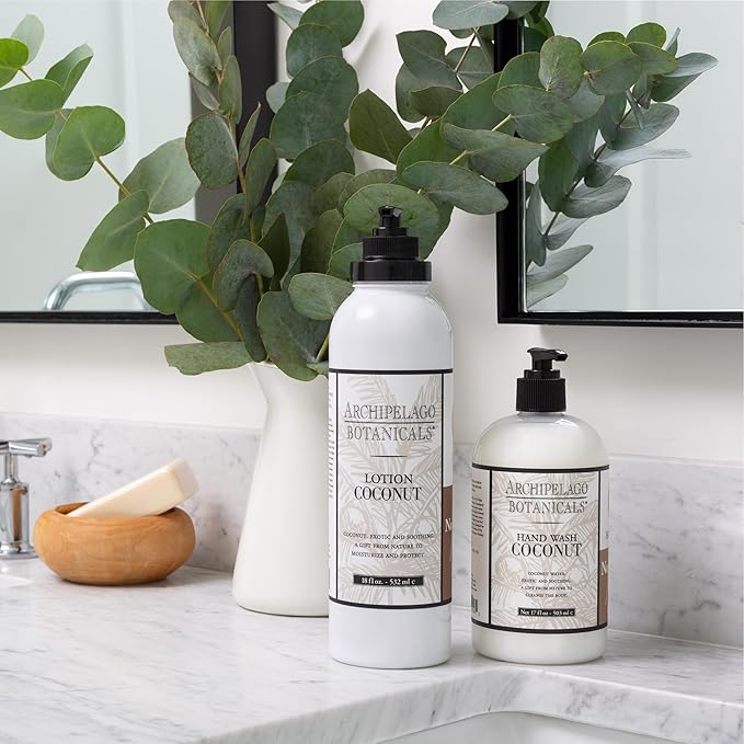 Archipelago Botanicals Coconut Moisturizer, Nourishing Coconut Body Lotion for Hydrated, Vibrant Skin, Paraben Free, Phthalate Free, 18 oz-FemmiqueWomen