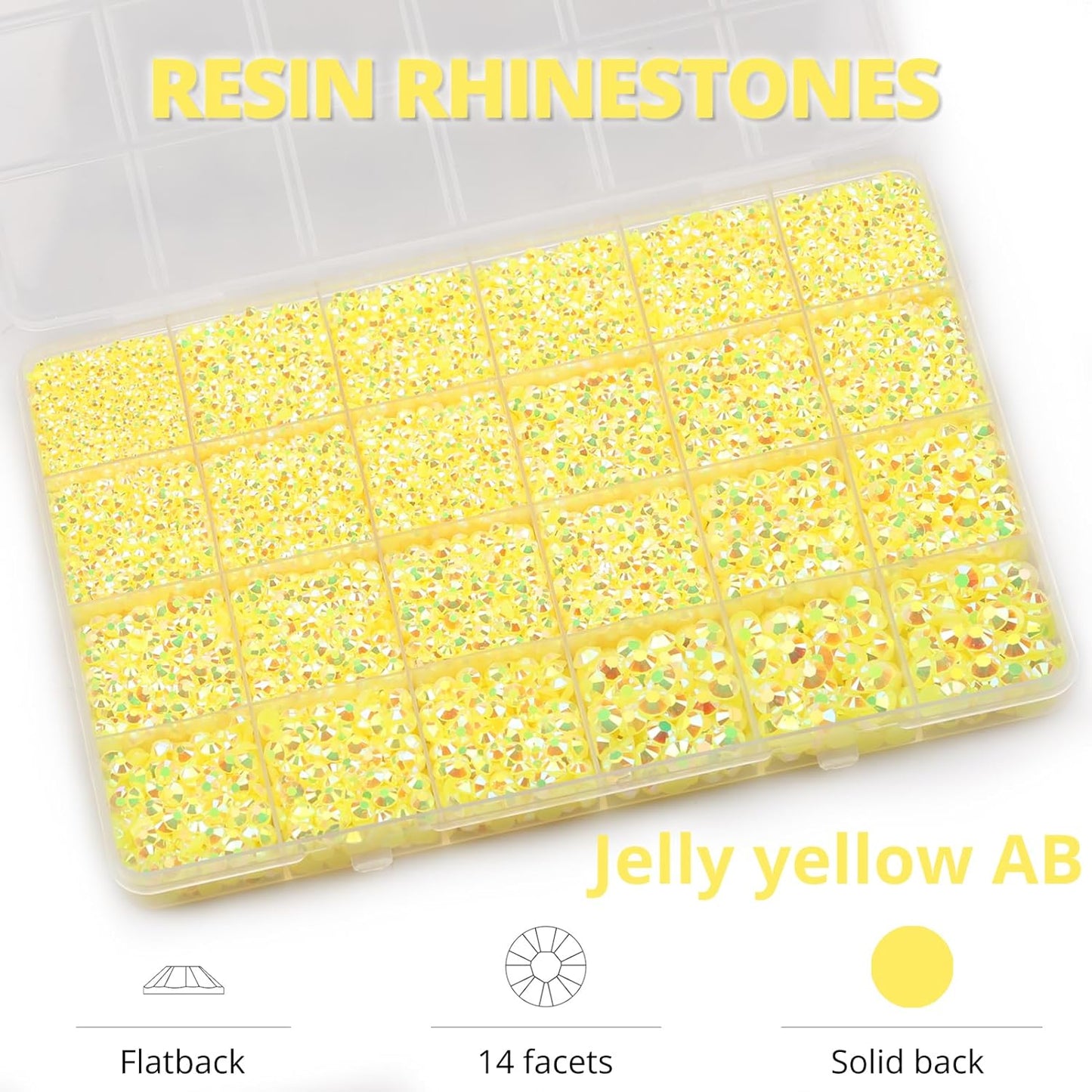 30000Pcs Resin Jelly Rhinestones Set for Crafting Bedazzling, Yellow AB Flatback Gems Jewels for Crafts Clothes Shoes Fabric Outfit Nails Makeup, Flat Back Crystal 2-6mm with b 7000 Glue-FemmiqueWomen