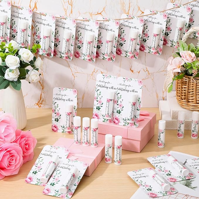 30 Pack Thank You Gift Lip Balm Bulk Bridal Shower Favors Bridal Shower Favor Lip Care Set Bachelorette Party Favors Baby Shower Favor Thank You Appreciation Gift for Guest Basket Gift Stuffer-FemmiqueWomen