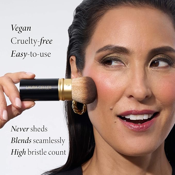 LAURA GELLER NEW YORK Retractable Airbrush Kabuki Brush for All Face Makeup & Foundation for Liquid, Cream and Powder Face Makeup With Aluminum Handle-FemmiqueWomen