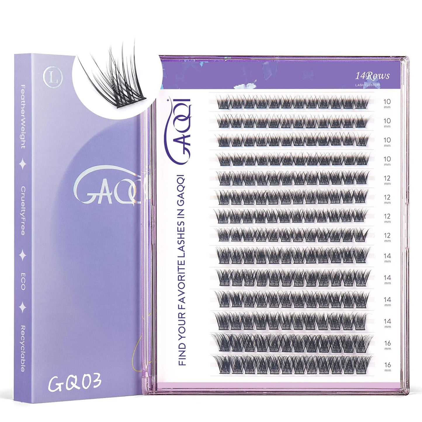 GAQQI Lash Clusters, Eyelash Clusters C Curl Cluster Lashes 168PCS 10-16MM, Wispy Individual Lashes Natural Cluster Eyelash Extensions (GQ03,10-16mm, C Curl)-FemmiqueWomen