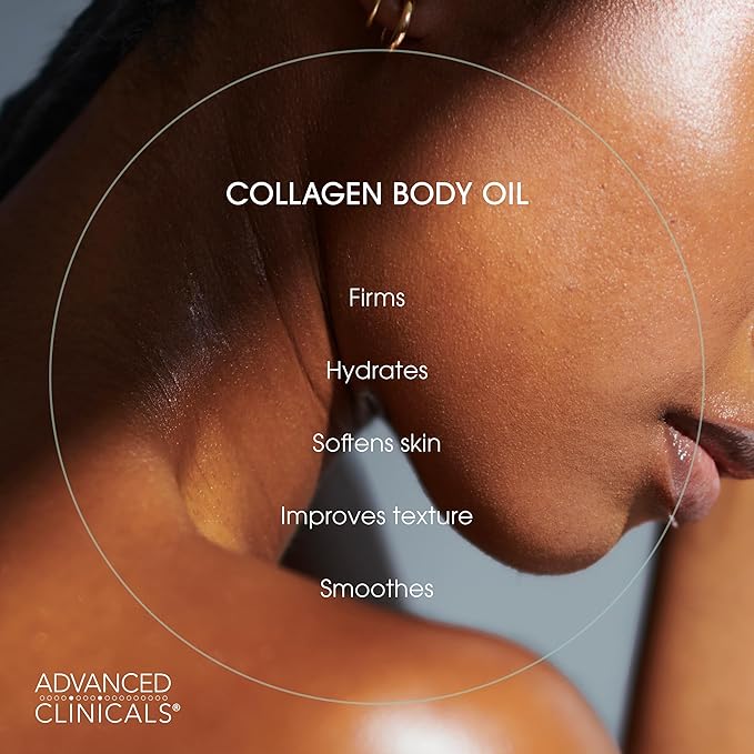 Advanced Clinicals Hydrating Collagen Oil For Body & After Shower | Visible Anti Aging Skincare Moisturizer Collagen Body Oils For Women & Men Helps Soften Appearance Of Crepey Skin, Large 12 Fl Oz-FemmiqueWomen