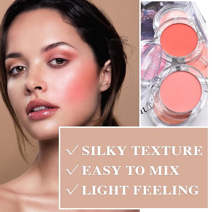 3 Colors Blush Palette,Matte Contour Makeup Blush for Cheeks,Waterproofing Highly Pigmented Face Cheek Blusher with Make Up Brush A12-FemmiqueWomen