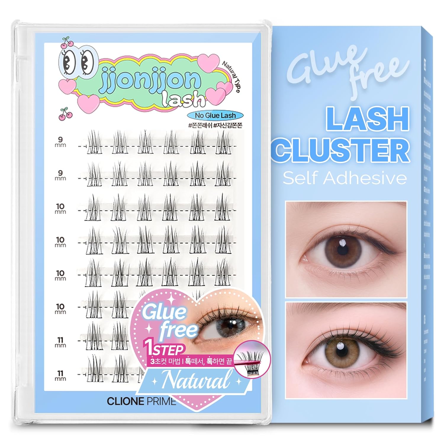 Korean Self Adhesive Lash Clusters Natural Look No Glue Press On Pre Bond Lash Clusters Fluffy Self Adhesive False Eyelashes No Glue Needed Reusable Wispy Eyelash Extensions-FemmiqueWomen