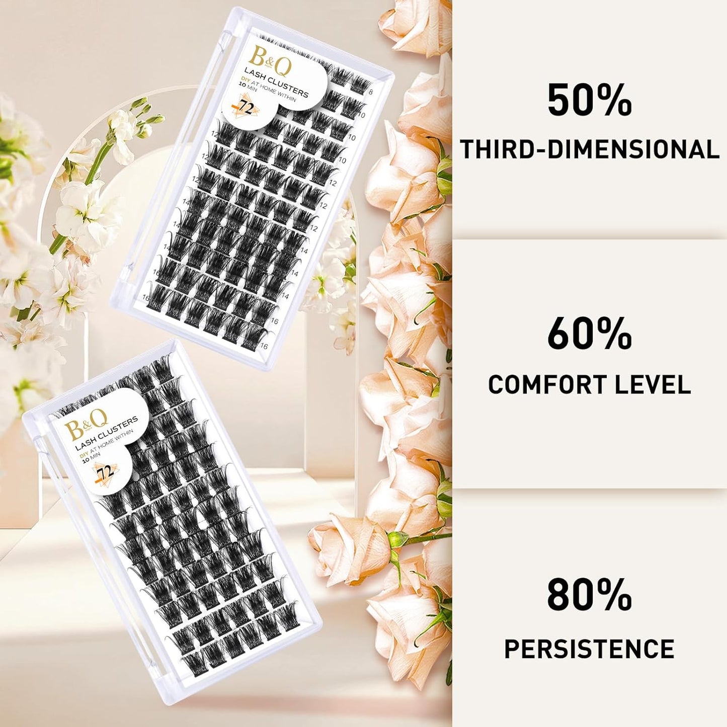 Lash Clusters B07 D Curl 18mm DIY Eyelash Extensions 72 Clusters Lashes C D Curl B&Qaugen LASH Mega Volume Individual Lashes Eyelash Clusters Extensions Individual Lashes Cluster at Home (B07,D-18mm)-FemmiqueWomen