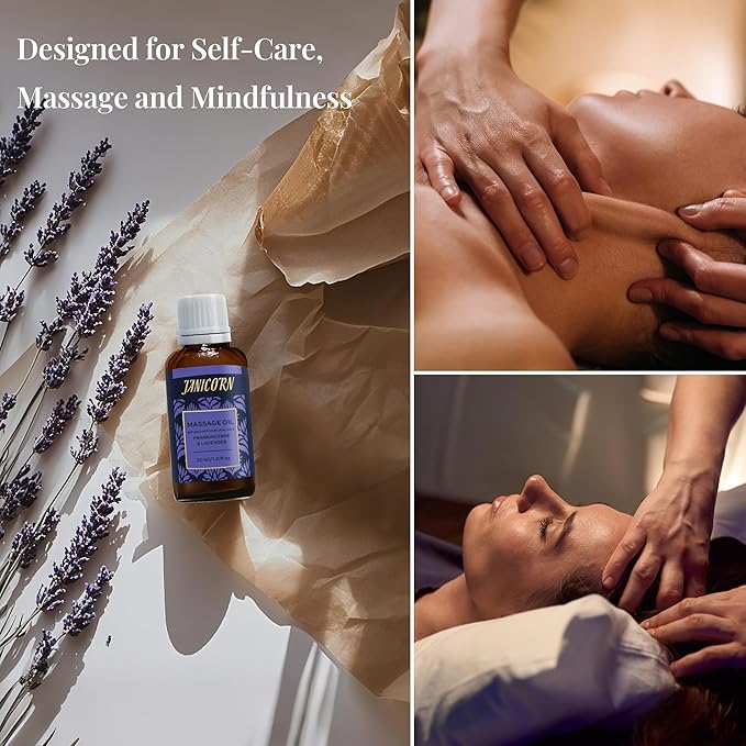 Frankincense & Lavender Botanical Massage Oil – Lightweight Face & Body Oil with Jojoba & Almond – Resin & Floral Aroma for Deep Massage, Fascia Release & Calming Rituals, 30ml (1.0 fl oz)-FemmiqueWomen