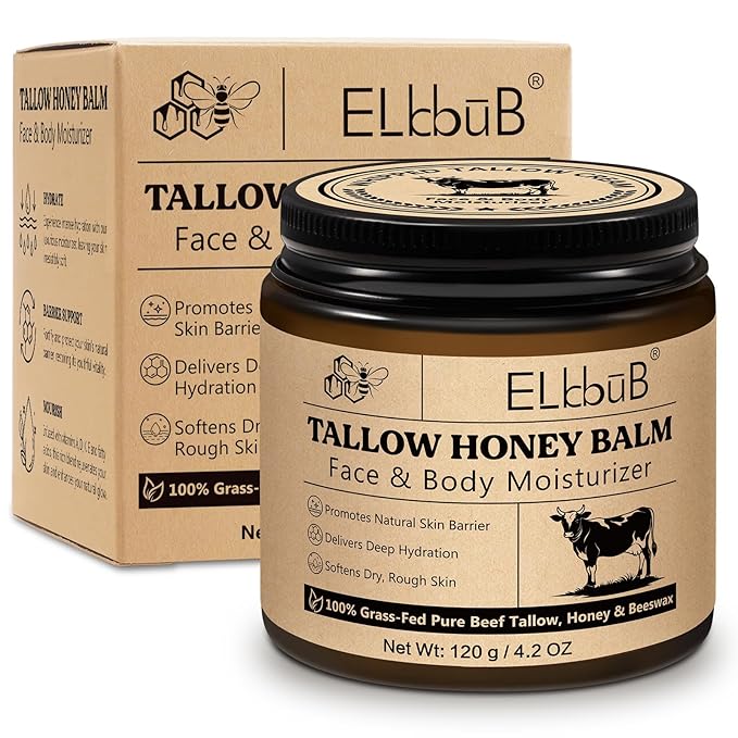 Whipped Tallow Cream for Face & Body - 100% Grass-Fed Beef Tallow, Natural Honey & Beeswax Moisturizer, Deep Hydration & Nourishment, Oil-Free & Unscented, Fast Absorbing-FemmiqueWomen