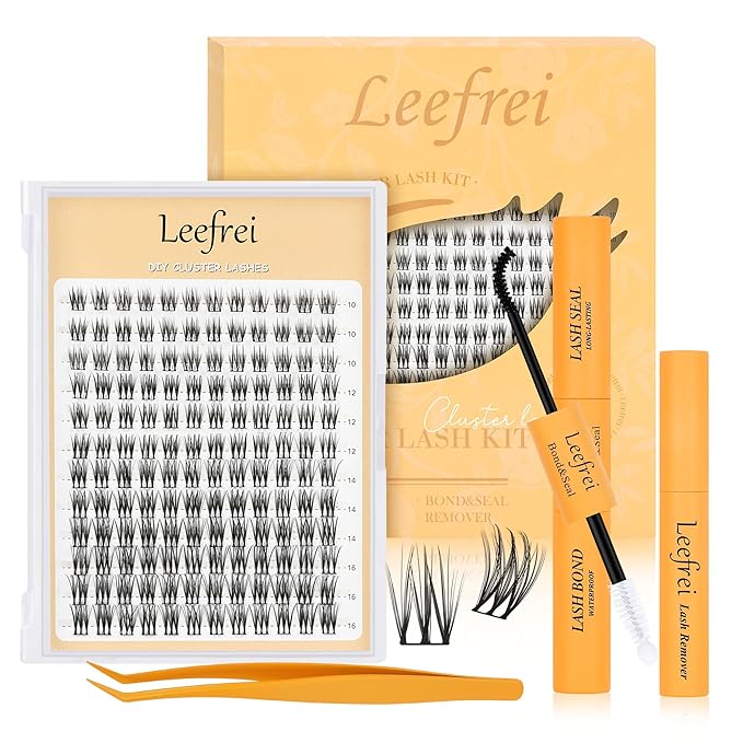 Eyelash Clusters 10-18mm Lash Clusters Wispy Kit D Curl DIY Cluster Lash Extension Kit Individual Lashes Kit With Bond & Seal, Glue Remover, Tweezers(LF04 Lashes Set)-FemmiqueWomen