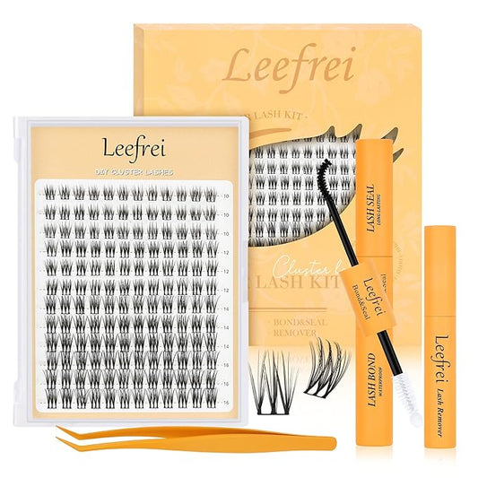 Eyelash Clusters 10-18mm Lash Clusters Wispy Kit D Curl DIY Cluster Lash Extension Kit Individual Lashes Kit With Bond & Seal, Glue Remover, Tweezers(LF04 Lashes Set)-FemmiqueWomen