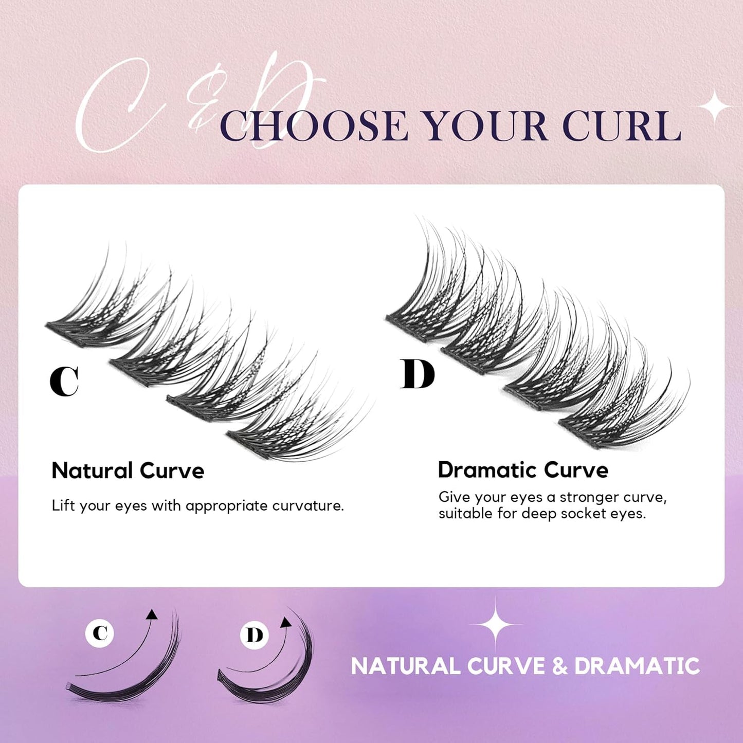 GAQQI Lash Clusters, GQ03 False Eyelashes DIY Lash Extensions D Curl 168PCS Cluster Lashes 10MM, Wispy and Natural Lash Wisps (GQ03,10mm,D Curl)-FemmiqueWomen