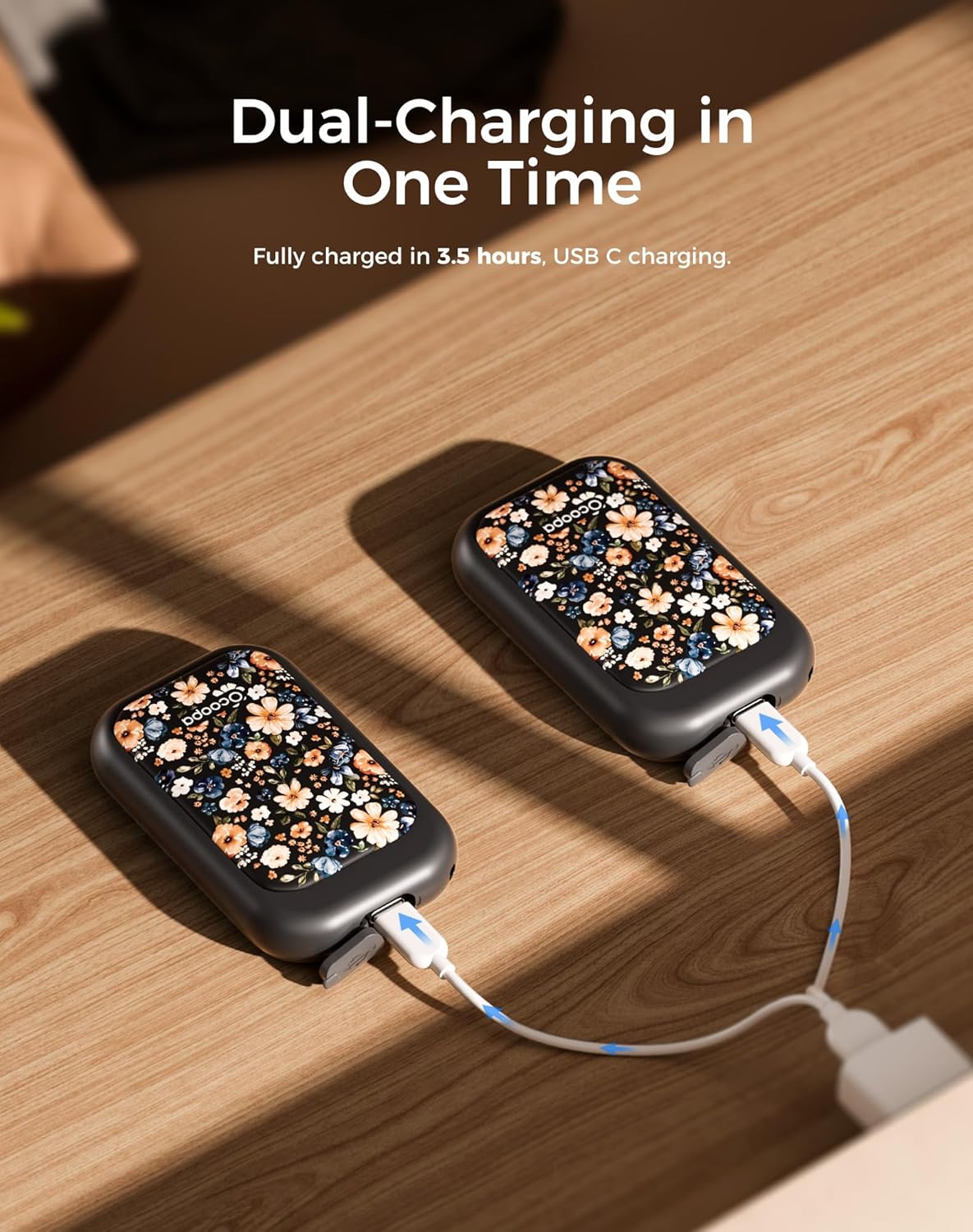 OCOOPA Magnetic Rechargeable Hand Warmers 2 Pack, Card-Style Electric AI Hand Warmers 5000mAh, Pocket Portable Hands Heater, UL Certified, for Men Women, Hunting Essentials, UT4 Young-FemmiqueWomen