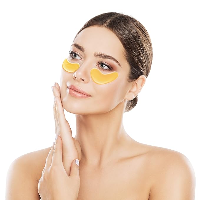 24k Gold Collagen Eye Mask: Hydrogel Under Eye Patches with Collagen & Hyaluronic Acid - Hydrating Under Eye Mask for Dark Circles, Puffy Eyes, & Under Eye Bags - Cooling Gel Treatment Pads - 15 Pairs-FemmiqueWomen