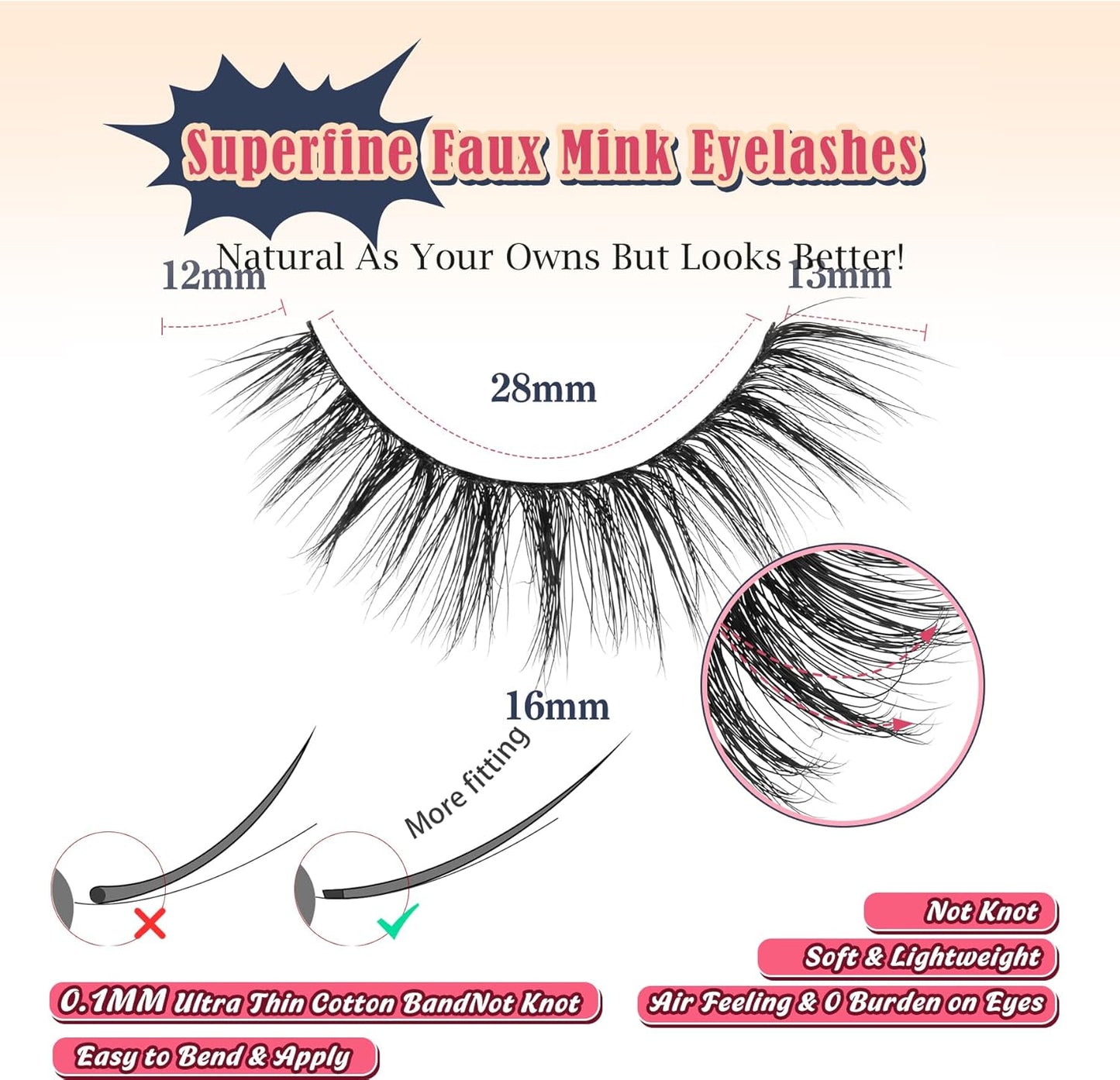 False Lashes Wispy Eyelashes Natural Look 15MM Fake Eyelash with 0.1MM Thin Band Lightweight 3D Volume Fluffy Eye Lashes C Curl Soft Lash Pack Siligli 7 Pair-FemmiqueWomen