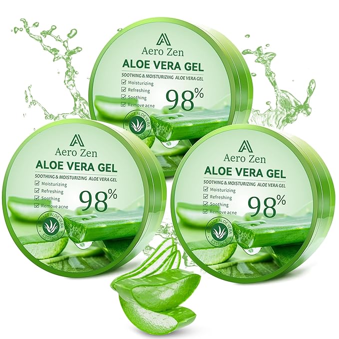 3-Pack Pure Aloe Vera Gel for Face & Body, 98% Pure Aloe Vera Gel for Skin, Scalp, & Hair, Soothing Aloe Face Moisturizer, Multipurpose Skin Care（30oz）-FemmiqueWomen