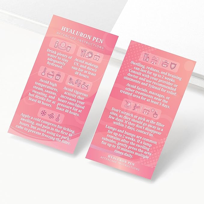 100 Pack - Premium Hyaluron Pen Lip Filler Aftercare Instructions Card 2 x 3.5" Accessories Supplies Kit Care - HP01A100_N-FemmiqueWomen