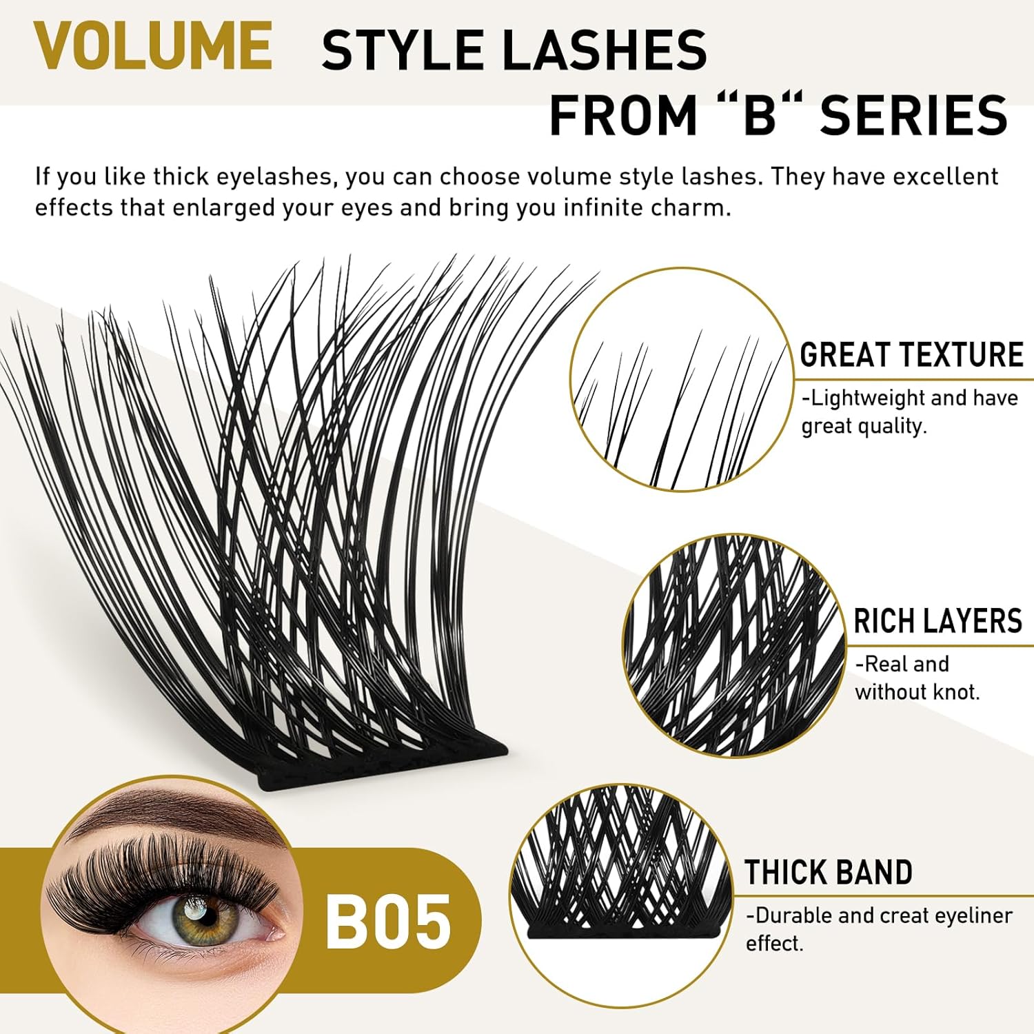 Lash Clusters B05 D Curl 16 mm DIY Eyelash Extensions 72 Clusters Lashes C D Curl B&Qaugen Fluffy Individual Lashes Eyelash Clusters Extensions Individual Lashes Cluster DIY at Home (B05,16 mm)-FemmiqueWomen