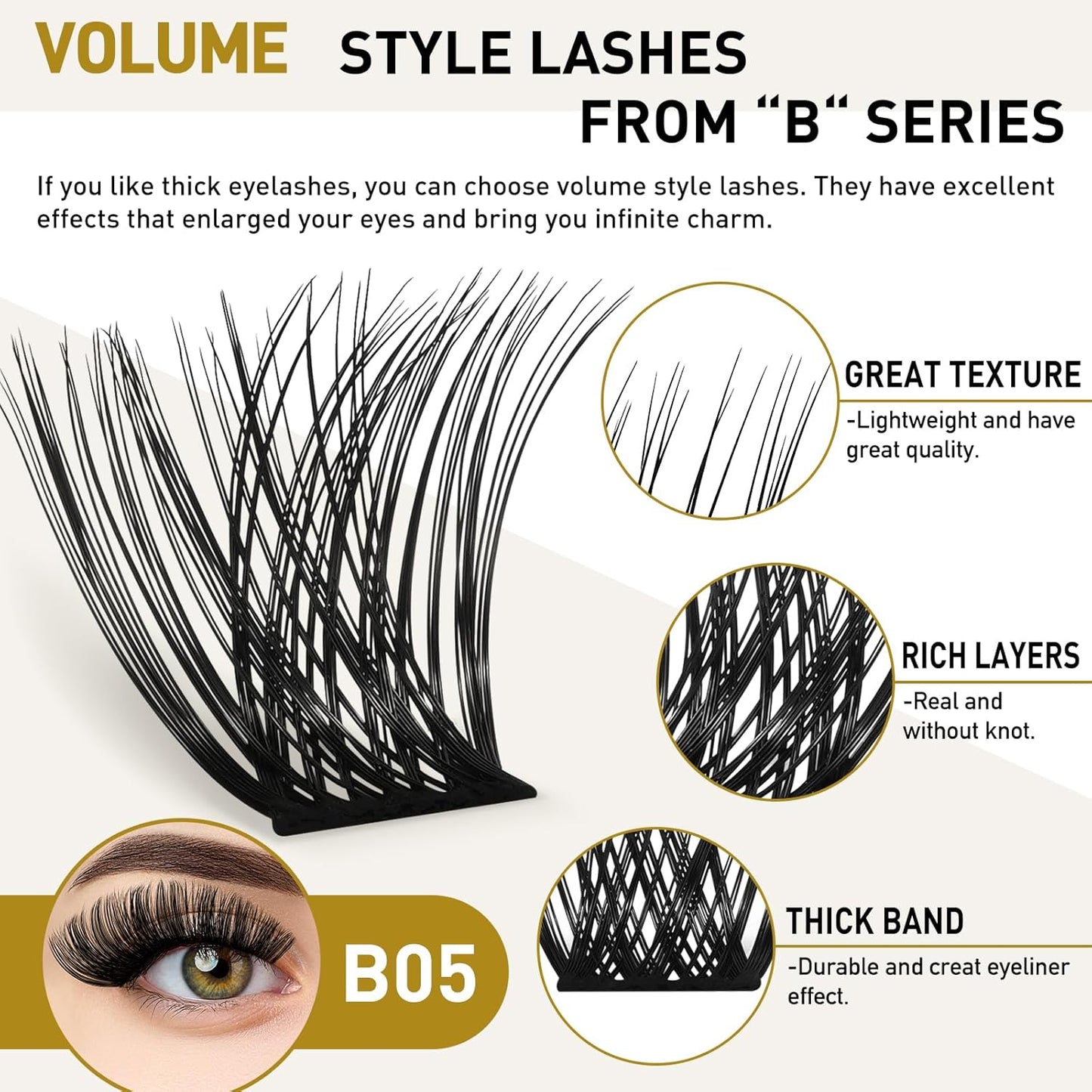 B&Qaugen B05 Fluffy Lashes Clusters Eyelash Extensions Individual Lash Wispy D Curl 72 Clusters False Lashes DIY at Home (B05-14mm)-FemmiqueWomen