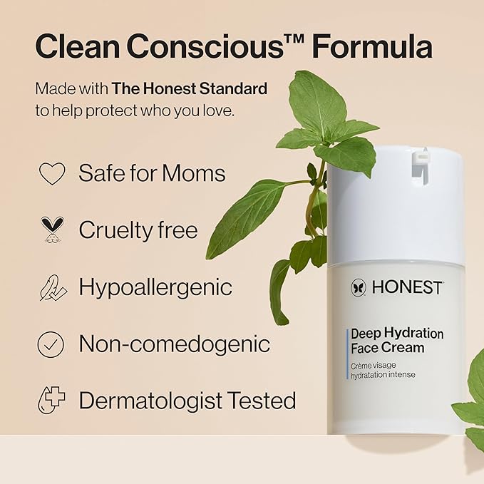 Honest Beauty Deep Hydration Face Cream for Dry Skin | Hydrates + Supports Natural Moisture Barrier | Hypoallergenic + Gentle for Sensitive Skin | 1.7 fl oz-FemmiqueWomen
