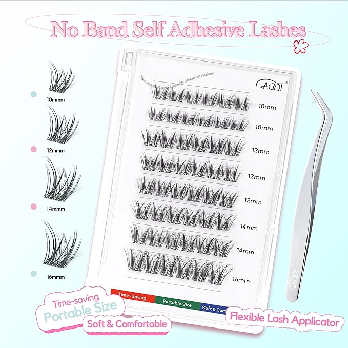 GAQQI Self Adhesive Eyelashes Clusters, No Glue Lash Clusters 10-16mm Wispy & Wet Cluster Lashes, No Band Press On Lashes, More Comfortable & Stronger Hold (Rabbit）-FemmiqueWomen