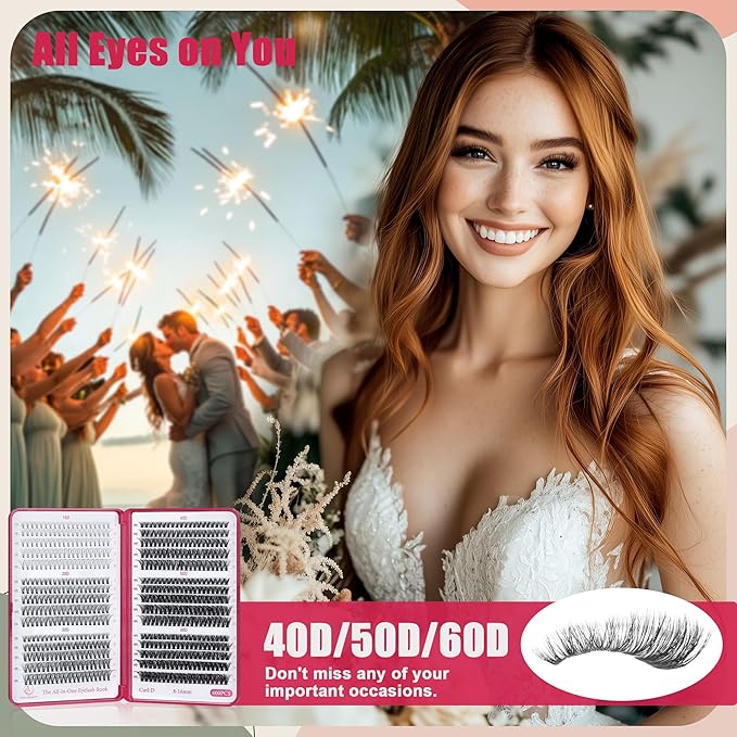 Bombshell SE Lash Clusters 600PCS Lashes - Lash Clusters 10D 20D 30D+40D50D60D Individual Lashes Clusters D Curl Lash Extension 8-16MM Eyelash Clusters DIY Cluster Eyelash Extensions for Beginners-FemmiqueWomen