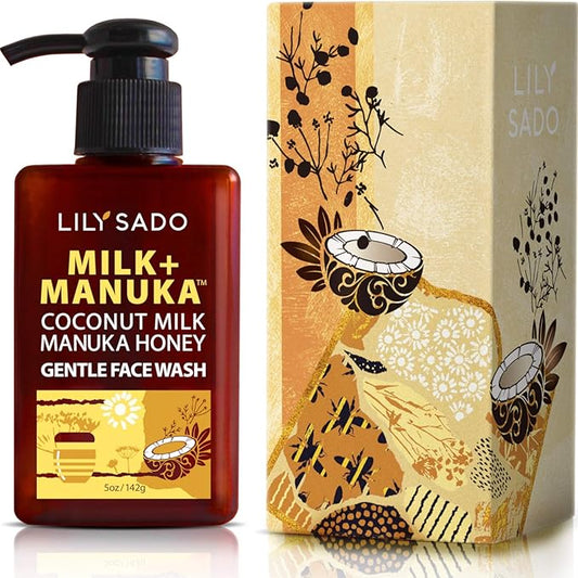 LILY SADO MILK+MANUKA™ Coconut Milk & Manuka Honey Gentle Gel Face Cleanser - Natural Cruelty-Free Facial Wash Cleanses, Balances, Soothes & Hydrates - Reduces Pores & Blackheads - 5oz-FemmiqueWomen