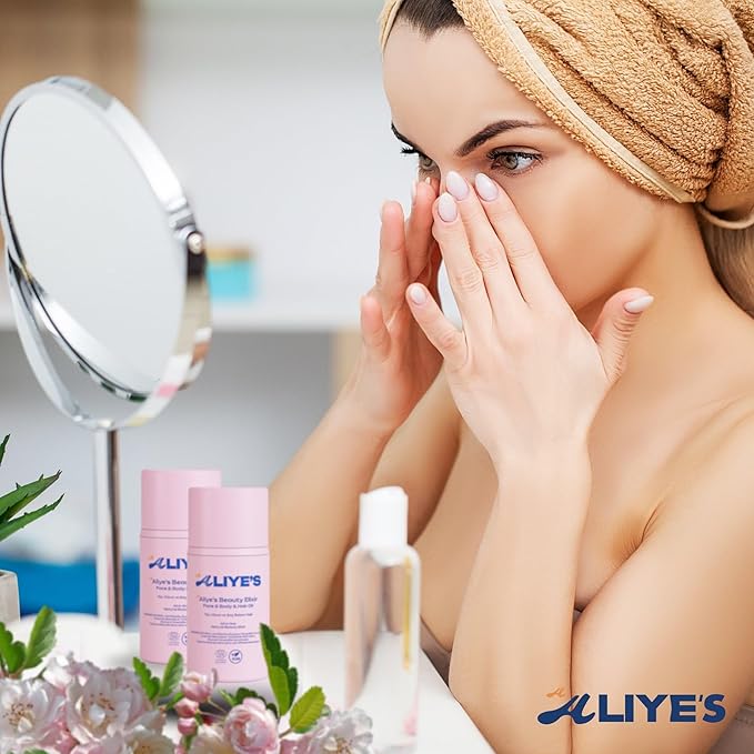 ALIYE'S A Beauty Elixir - All In One - Face & Body & Hair Oil Ecocert/Cosmos Natural Certified, Vegan, Non-GMO, Alcohol - Silicone Paraben Free, Derma-FemmiqueWomen