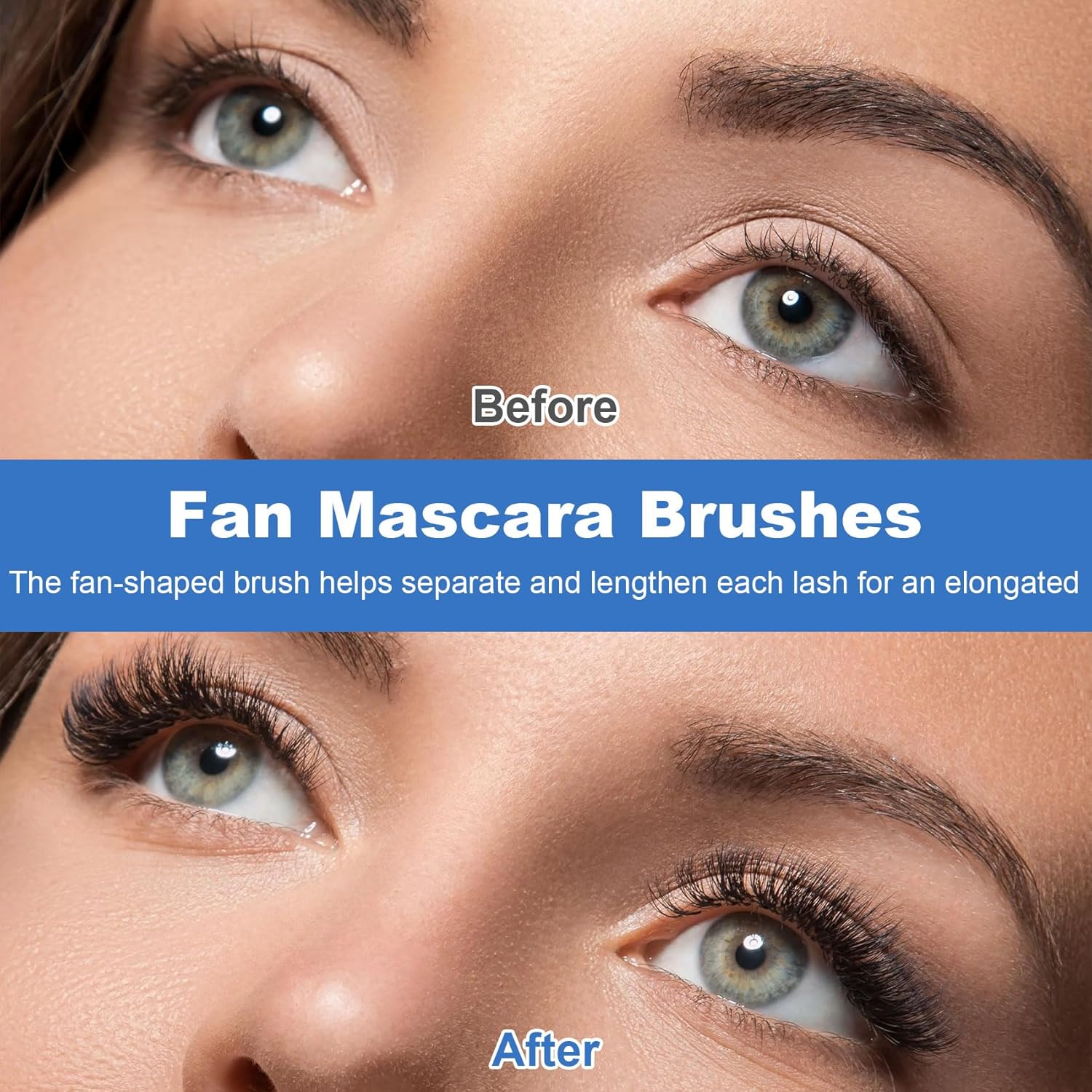 PAGOW Folding Angle Scalloped Lash Brush, Eyelash Comb Separator Makeup Tool, Multifunctional Mascara Fan Brush with Soft Bristles for Upper Lower Eye Lash (Black Bristles), 1 Pcs-FemmiqueWomen