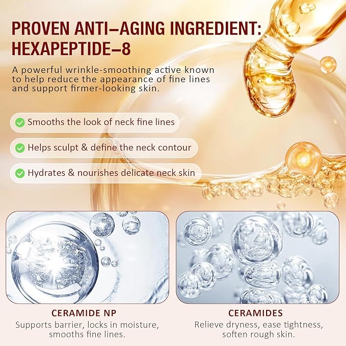 AH-8 Firming Neck Cream with Roller - Anti-Aging Moisturizer for Neck & Chest - Lifts, Tightens, Deeply Hydrates, Reduces Fine Lines & Wrinkles - For Crepey, Sagging Skin - 4.23 fl.oz-FemmiqueWomen