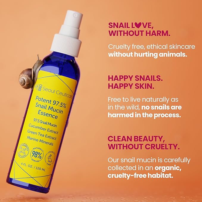 SeoulCeuticals Korean Face Mist 97.5% Snail Mucin Essence - K Beauty Skincare Facial Spray - Cucumber Extract + Marine Minerals + Green Tea + Aloe 4oz-FemmiqueWomen