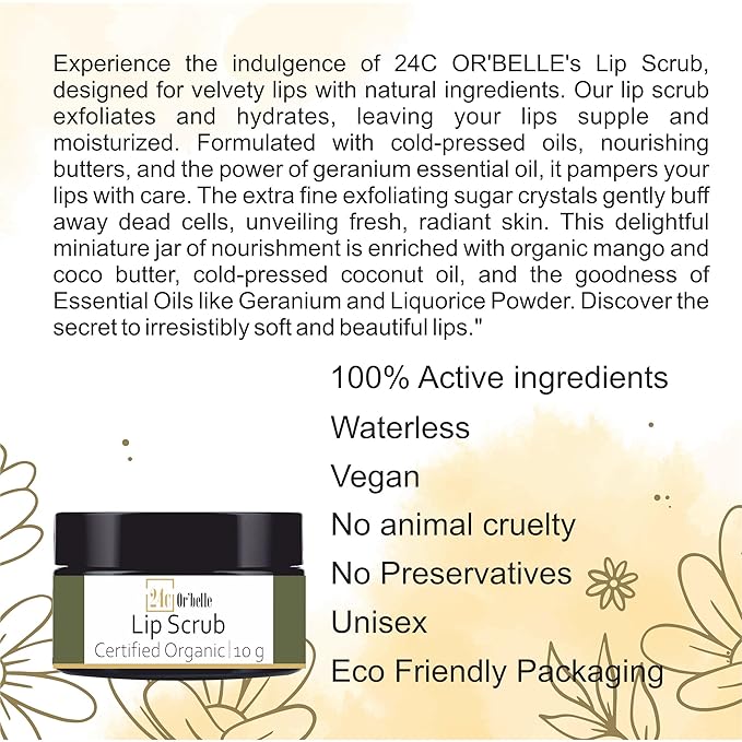 24C Or'Belle Lip Scrub | Enriched With Cocoa And Manjistha And Other Ingredients Help To Exfoliates Dry And Dead Skin From The Lips Leaving Them Smooth And Soft And Evens Out The Colour Of The Lips-FemmiqueWomen